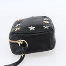 Jimmy Choo Studs Pouch Leather Black Silver Auth BA8065-3