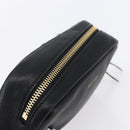 Jimmy Choo Studs Pouch Leather Black Silver Auth BA8065-5