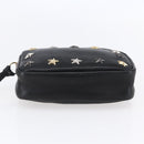 Jimmy Choo Studs Pouch Leather Black Silver Auth BA8065-6