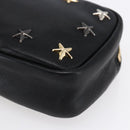 Jimmy Choo Studs Pouch Leather Black Silver Auth BA8065-7