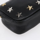 Jimmy Choo Studs Pouch Leather Black Silver Auth BA8065-8
