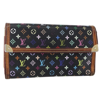 LOUIS VUITTON Monogram Multicolor Porte Tresor Wallet Black M92658 Auth BA8068