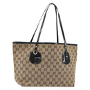 GUCCI GG Canvas Tote Bag Beige Gold 211976 Auth BA8072-1