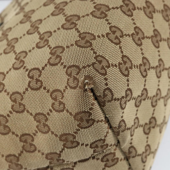 GUCCI GG Canvas Tote Bag Beige Gold 211976 Auth BA8072