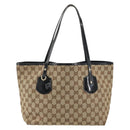 GUCCI GG Canvas Tote Bag Beige Gold 211976 Auth BA8072-13
