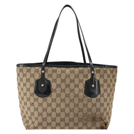 GUCCI GG Canvas Tote Bag Beige Gold 211976 Auth BA8072 - 0