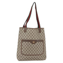 GUCCI GG Supreme Web Sherry Line Tote Bag PVC Beige Gold Auth BA8073-1