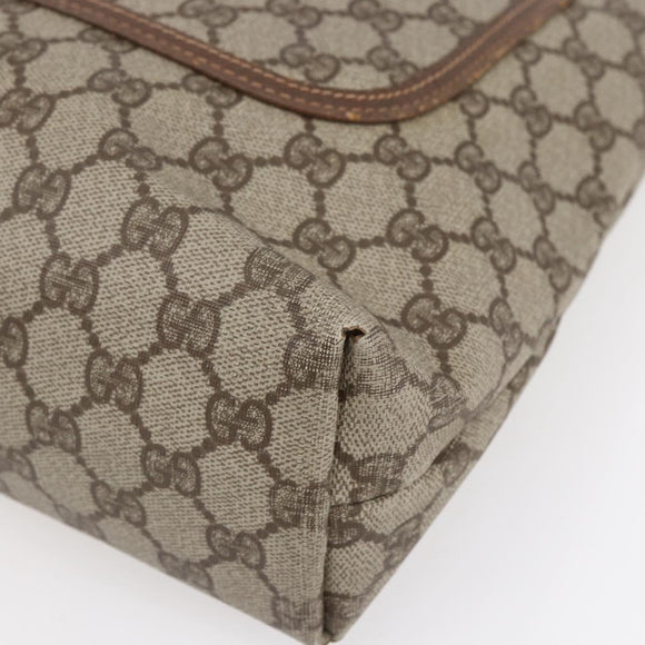 GUCCI GG Supreme Web Sherry Line Tote Bag PVC Beige Gold Auth BA8073