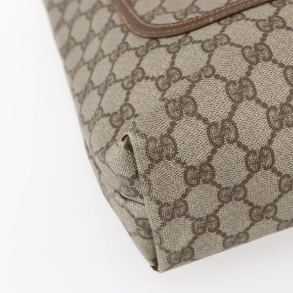 GUCCI GG Supreme Web Sherry Line Tote Bag PVC Beige Gold Auth BA8073