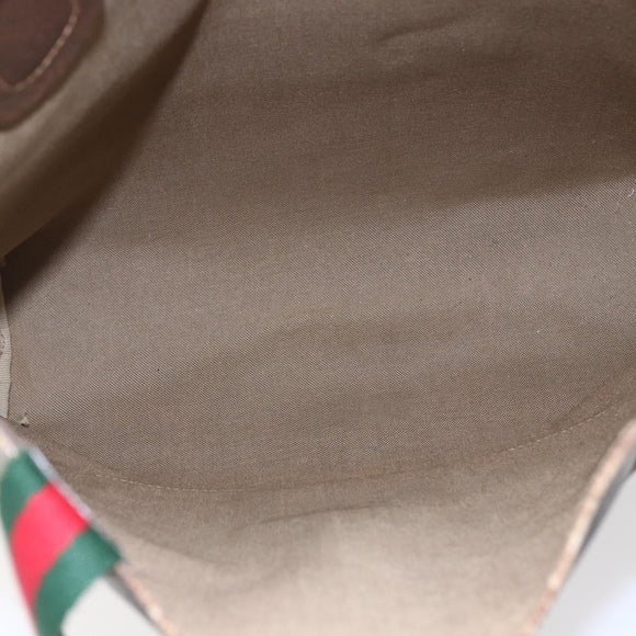 GUCCI GG Supreme Web Sherry Line Tote Bag PVC Beige Gold Auth BA8073