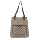 GUCCI GG Supreme Web Sherry Line Tote Bag PVC Beige Gold Auth BA8073-2