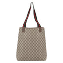 GUCCI GG Supreme Web Sherry Line Tote Bag PVC Beige Gold Auth BA8073-3