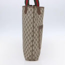 GUCCI GG Supreme Web Sherry Line Tote Bag PVC Beige Gold Auth BA8073-4
