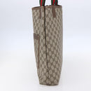 GUCCI GG Supreme Web Sherry Line Tote Bag PVC Beige Gold Auth BA8073-5