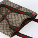 GUCCI GG Supreme Web Sherry Line Tote Bag PVC Beige Gold Auth BA8073-6