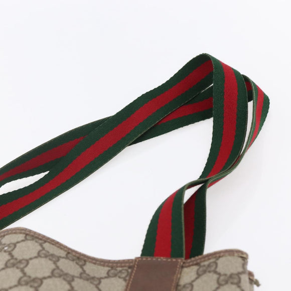 GUCCI GG Supreme Web Sherry Line Tote Bag PVC Beige Gold Auth BA8073