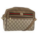 GUCCI GG Supreme Web Sherry Line Bag PVC Beige Gold 56 02 088 Auth BA8074-1