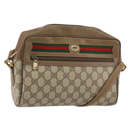 GUCCI GG Supreme Web Sherry Line Bag PVC Beige Gold 56 02 088 Auth BA8074