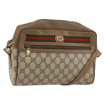 GUCCI GG Supreme Web Sherry Line Bag PVC Beige Gold 56 02 088 Auth BA8074
