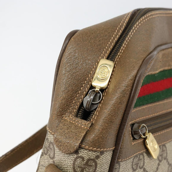 GUCCI GG Supreme Web Sherry Line Bag PVC Beige Gold 56 02 088 Auth BA8074