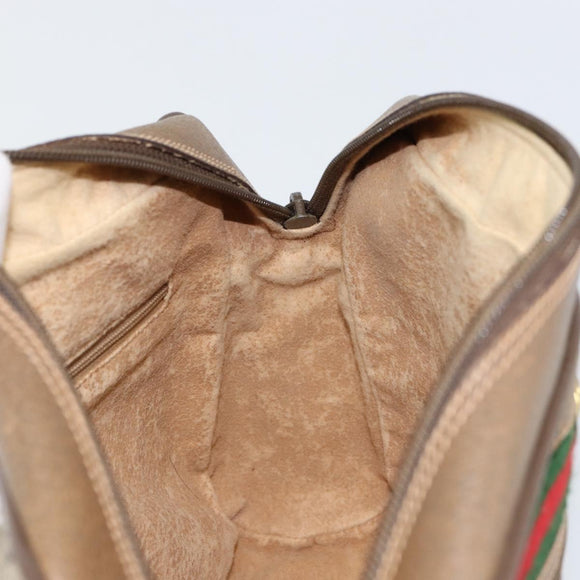 GUCCI GG Supreme Web Sherry Line Bag PVC Beige Gold 56 02 088 Auth BA8074