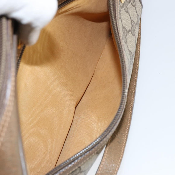 GUCCI GG Supreme Web Sherry Line Bag PVC Beige Gold 56 02 088 Auth BA8074