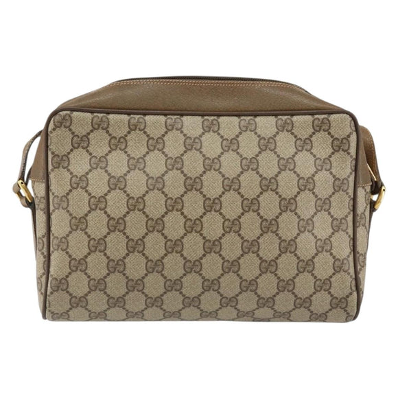 GUCCI GG Supreme Web Sherry Line Bag PVC Beige Gold 56 02 088 Auth BA8074