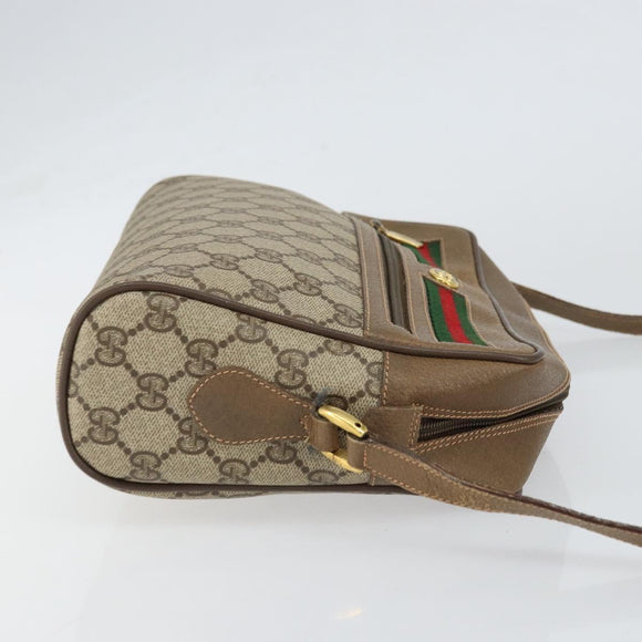 GUCCI GG Supreme Web Sherry Line Bag PVC Beige Gold 56 02 088 Auth BA8074