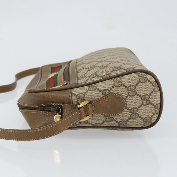 GUCCI GG Supreme Web Sherry Line Bag PVC Beige Gold 56 02 088 Auth BA8074