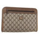 GUCCI GG Supreme Clutch Bag PVC Leather Beige Gold 41 01 037 Auth BA8075-1