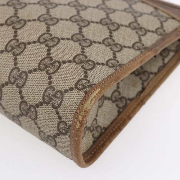 GUCCI GG Supreme Clutch Bag PVC Leather Beige Gold 41 01 037 Auth BA8075