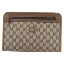 GUCCI GG Supreme Clutch Bag PVC Leather Beige Gold 41 01 037 Auth BA8075-13