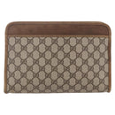 GUCCI GG Supreme Clutch Bag PVC Leather Beige Gold 41 01 037 Auth BA8075-2