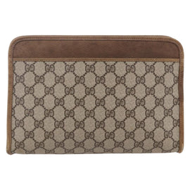 GUCCI GG Supreme Clutch Bag PVC Leather Beige Gold 41 01 037 Auth BA8075 - 0