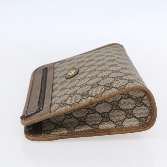 GUCCI GG Supreme Clutch Bag PVC Leather Beige Gold 41 01 037 Auth BA8075