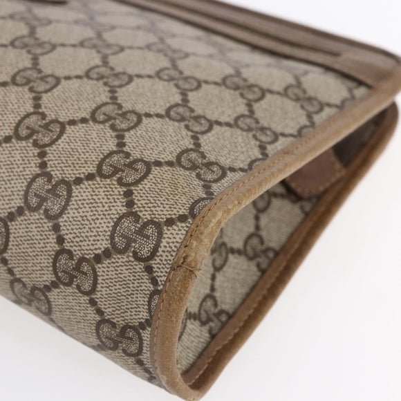 GUCCI GG Supreme Clutch Bag PVC Leather Beige Gold 41 01 037 Auth BA8075