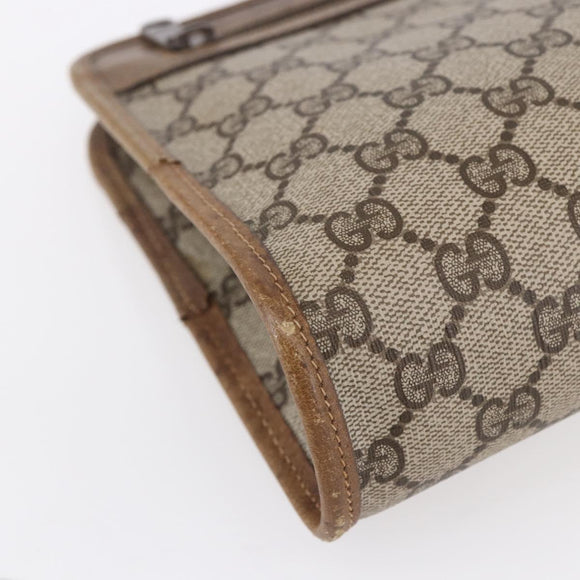GUCCI GG Supreme Clutch Bag PVC Leather Beige Gold 41 01 037 Auth BA8075