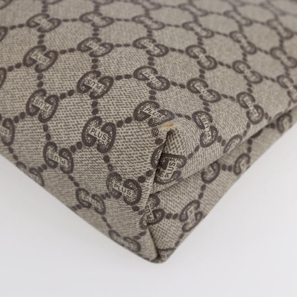 GUCCI GG Plus Supreme Clutch Bag PVC Beige Gold Auth BA8076