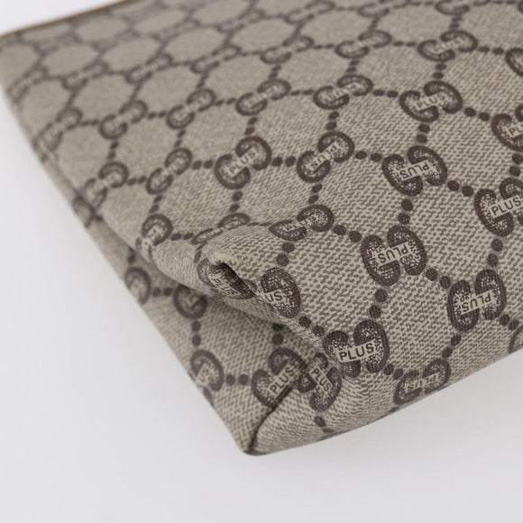 GUCCI GG Plus Supreme Clutch Bag PVC Beige Gold Auth BA8076