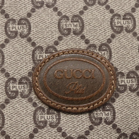 GUCCI GG Plus Supreme Clutch Bag PVC Beige Gold Auth BA8076