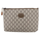 GUCCI GG Plus Supreme Clutch Bag PVC Beige Gold Auth BA8076-2
