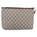 GUCCI GG Plus Supreme Clutch Bag PVC Beige Gold Auth BA8076-3
