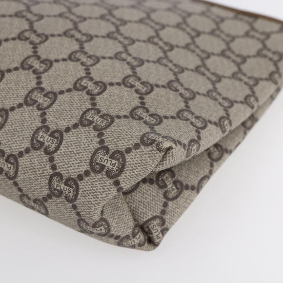 GUCCI GG Plus Supreme Clutch Bag PVC Beige Gold Auth BA8076