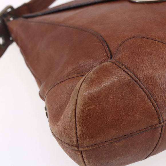 Chloe Shoulder Bag Leather Brown Gold Auth BA8078