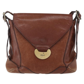 Chloe Shoulder Bag Leather Brown Gold Auth BA8078 - 0