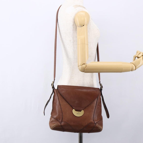 Chloe Shoulder Bag Leather Brown Gold Auth BA8078