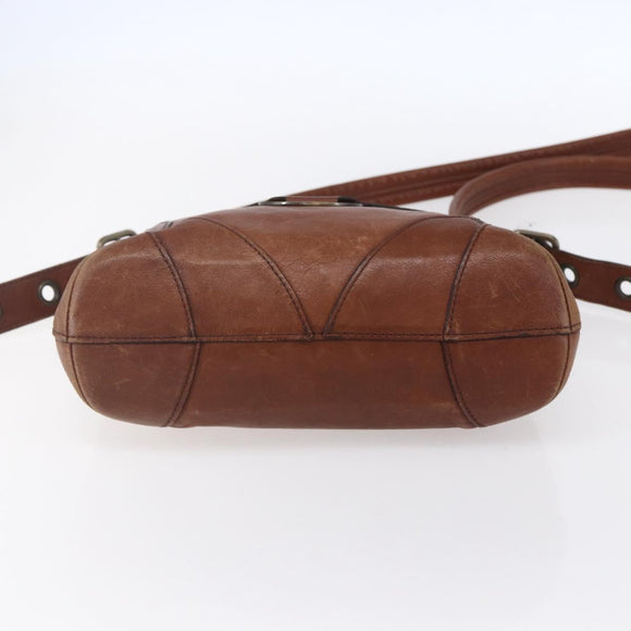 Chloe Shoulder Bag Leather Brown Gold Auth BA8078