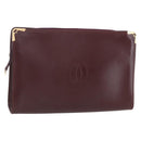 CARTIER Must Line Clutch Bag Leather Bordeaux Gold Auth BA8079-1