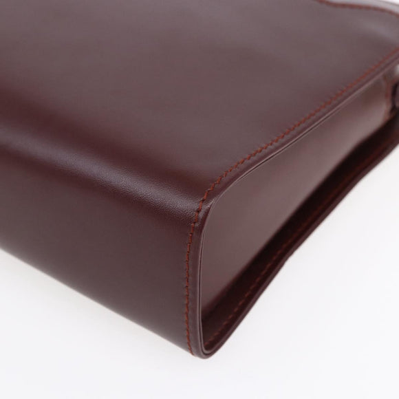 CARTIER Must Line Clutch Bag Leather Bordeaux Gold Auth BA8079