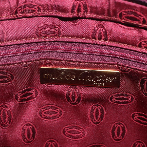 CARTIER Must Line Clutch Bag Leather Bordeaux Gold Auth BA8079